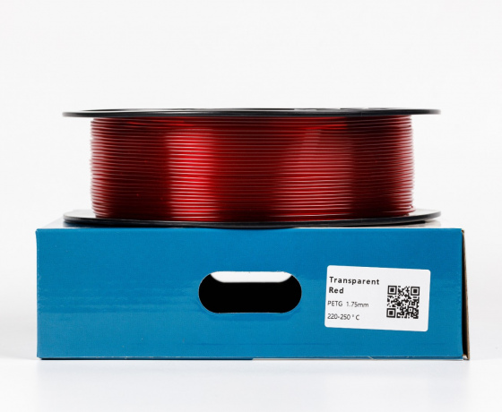 Фото 2 - PETG Напівпрозорий Червоний 1кг | 1.75мм | 330м