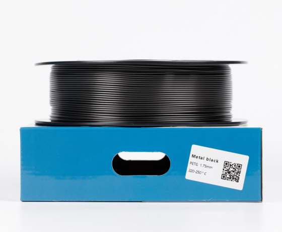 Фото 2 - Чорний Металік PETG пластик для 3D принтера | PETG Filament Metal black 1кг | 1.75мм | 330м